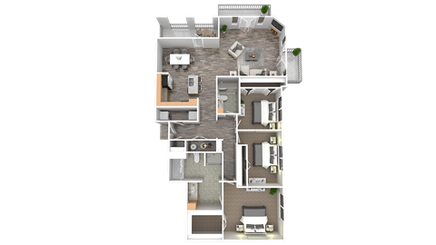 Floor plan for 3 beds, 2 baths, 1736 sqft